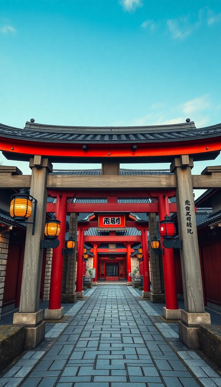 Pastel Misty Japanese Temple Gate Wallpaper