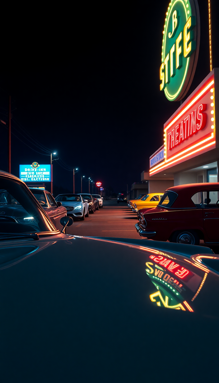 Drive-in Movie Theater Vintage HD Wallpaper