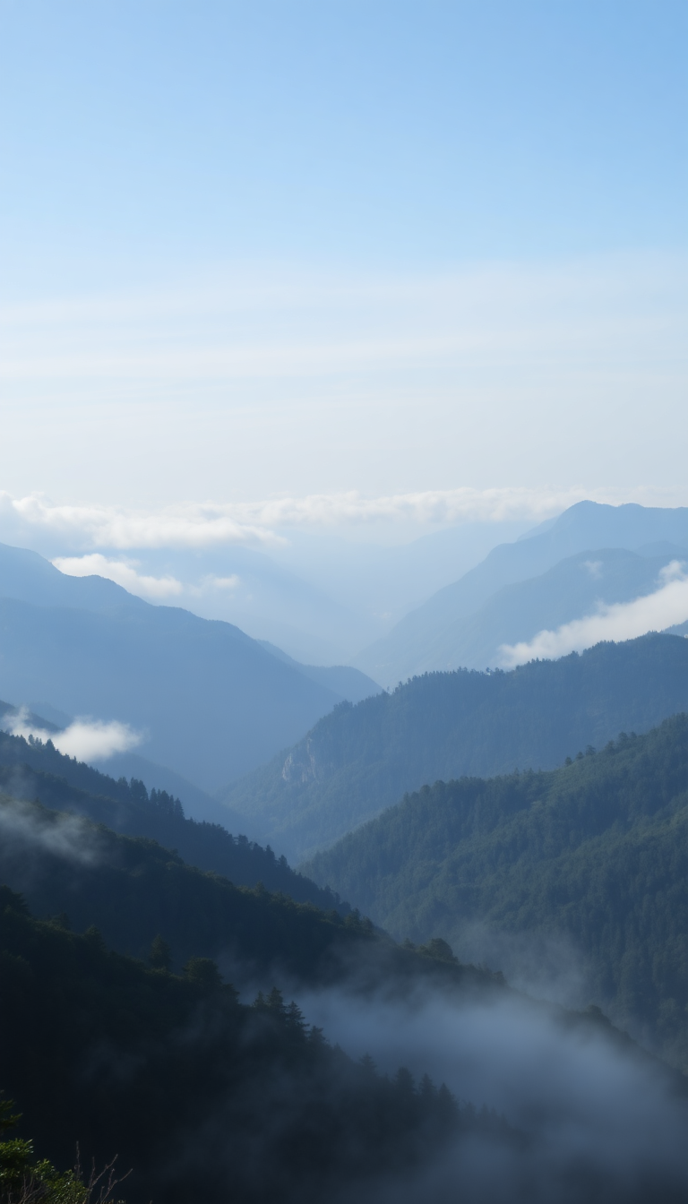 Dramatic Valley Mountains Over Rolling Photorealistic Wallpaper