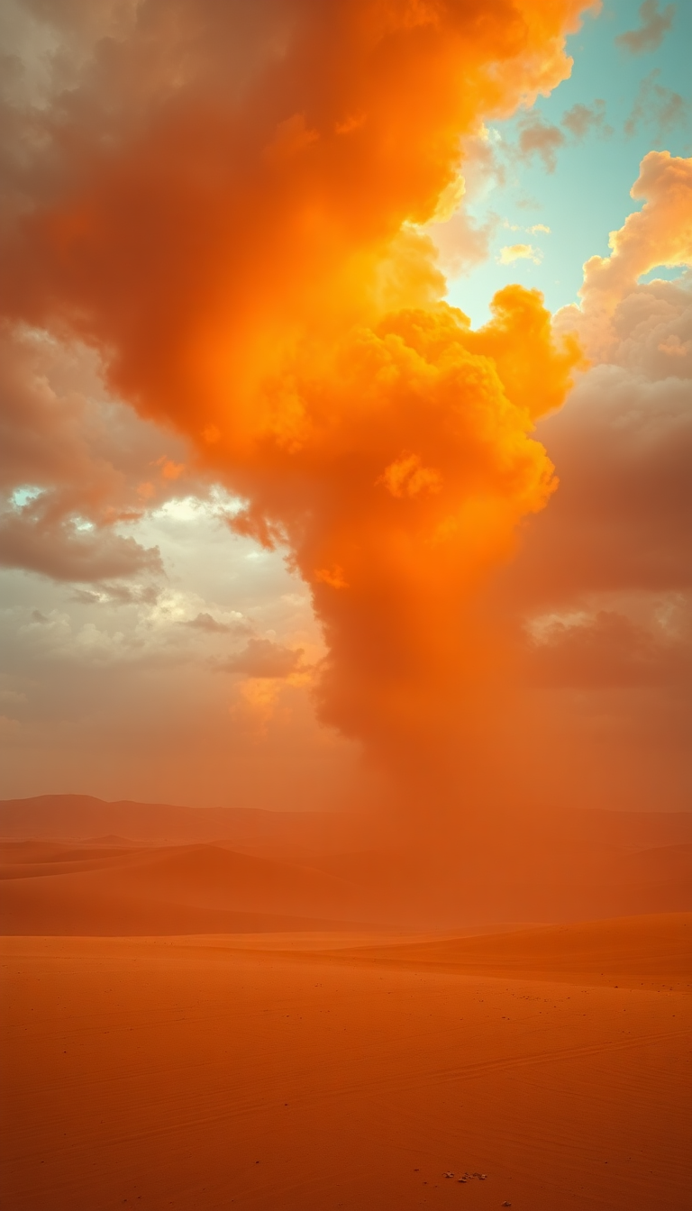 Dreamy Sandstorm Desert Orange Photorealistic Wallpaper