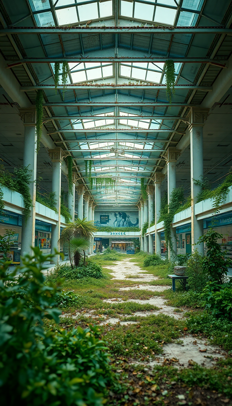 Abandoned Shopping Mall Pastel HD Wallpaper