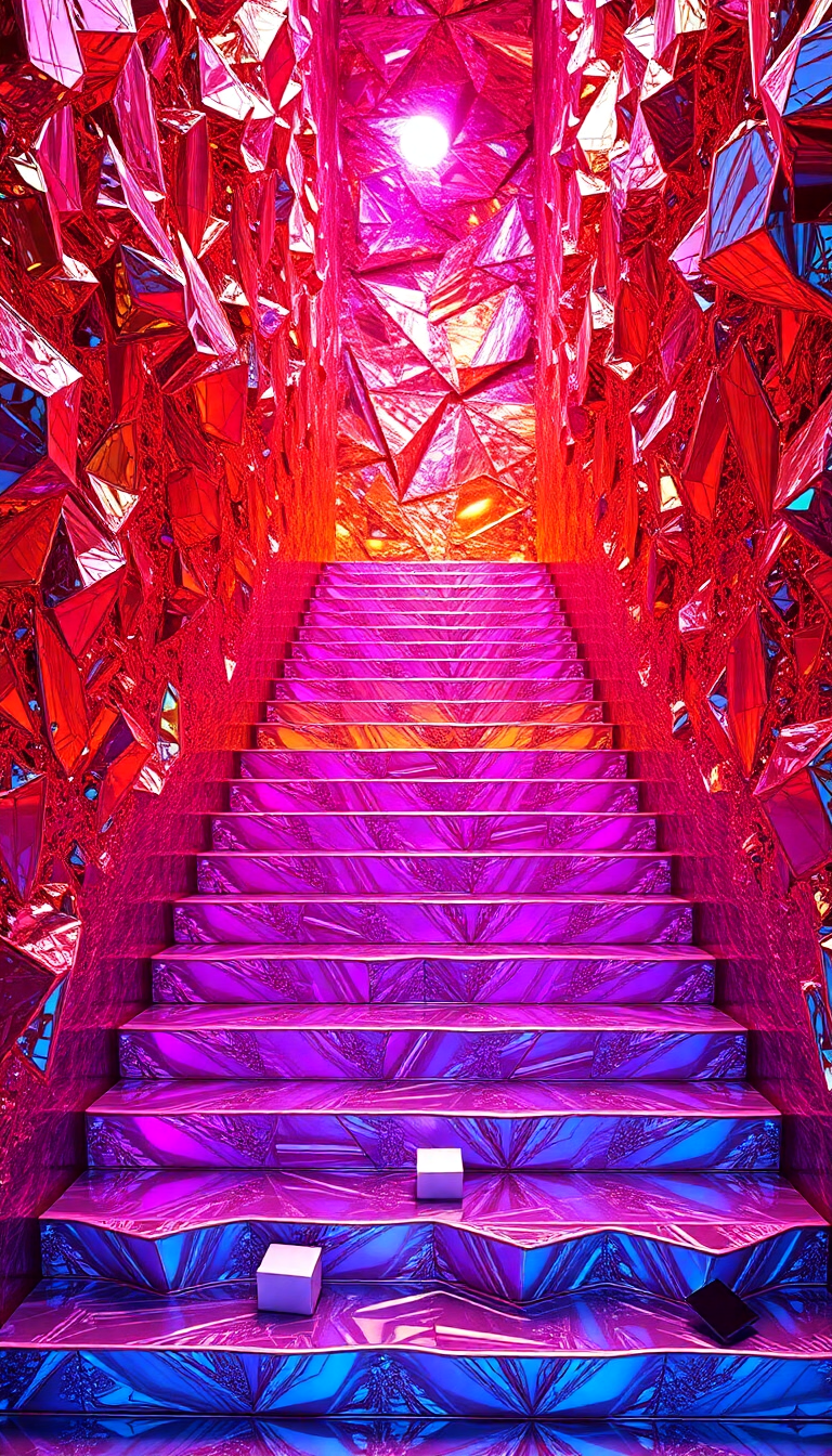 Formation Rainbow Metallic Stairs Abstract Max Wallpaper