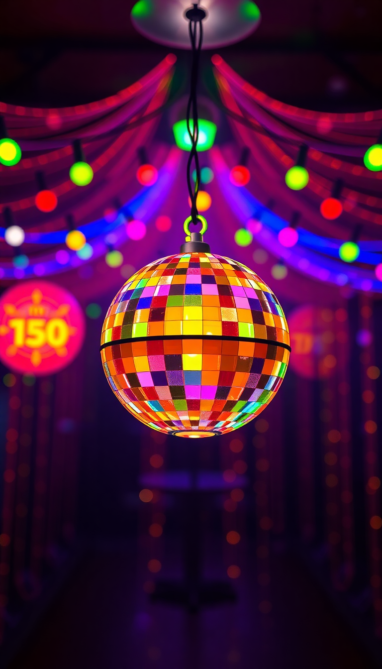 Ornate Colorful Lights Ball Disco Photorealistic Wallpaper