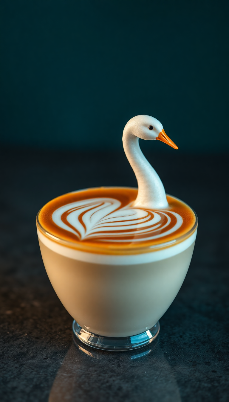 Photorealistic Organic Latte Art Swan Wallpaper