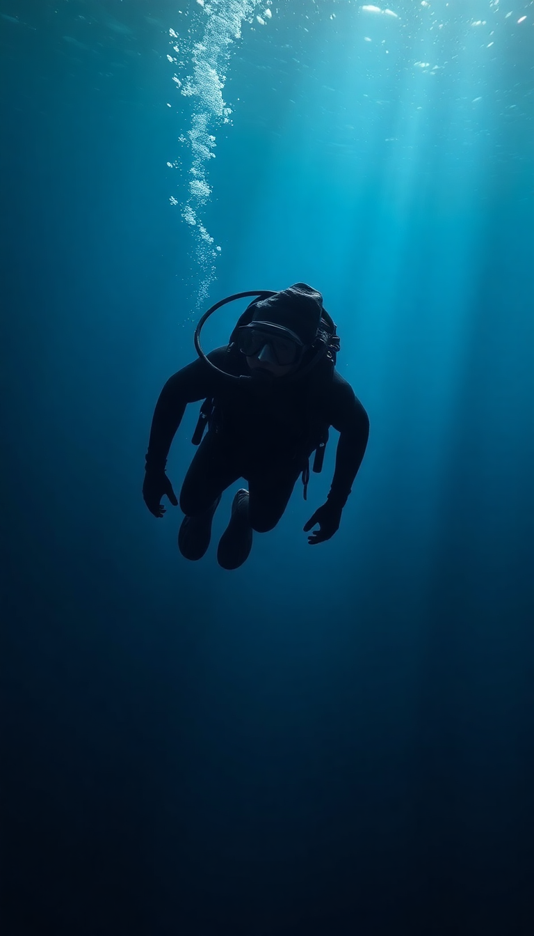 Freediver Descending Into Monochrome HD Wallpaper