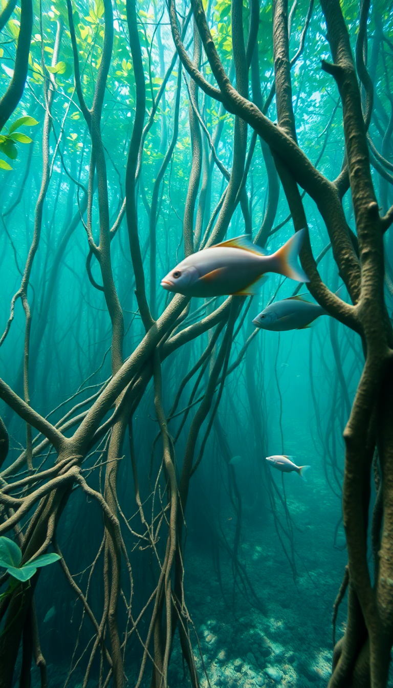 Roots Underwater Fish Swimming Nature Ultra HD Wallpaper