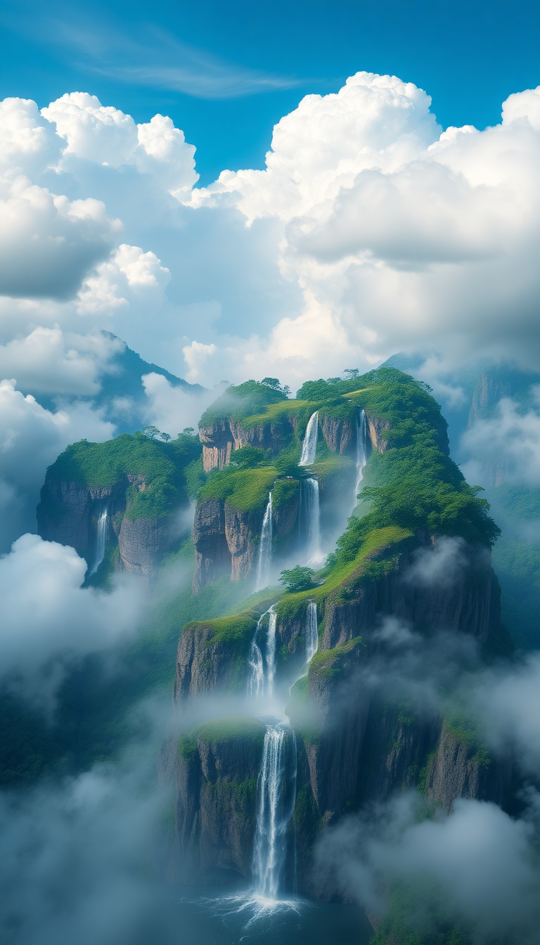 Baroque Floating Waterfalls Into Digital art Wallpaper