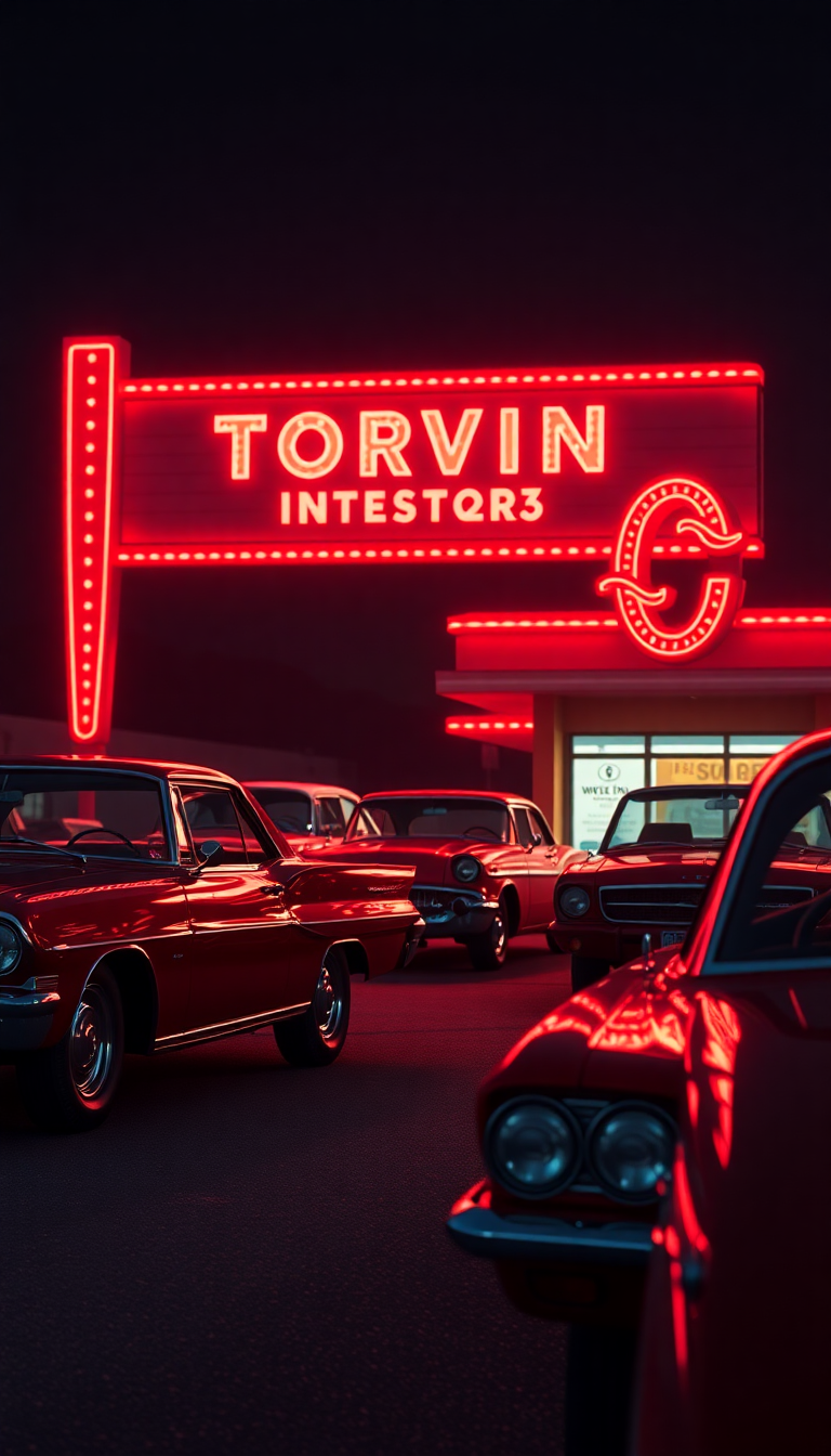 Charming Drive-in Theater Classic Photorealistic Wallpaper