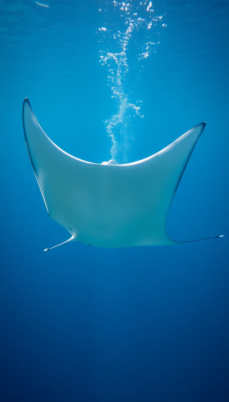 Manta Ray Gliding Graceful Underwater Ballet Photorealistic Plus Wallpaper