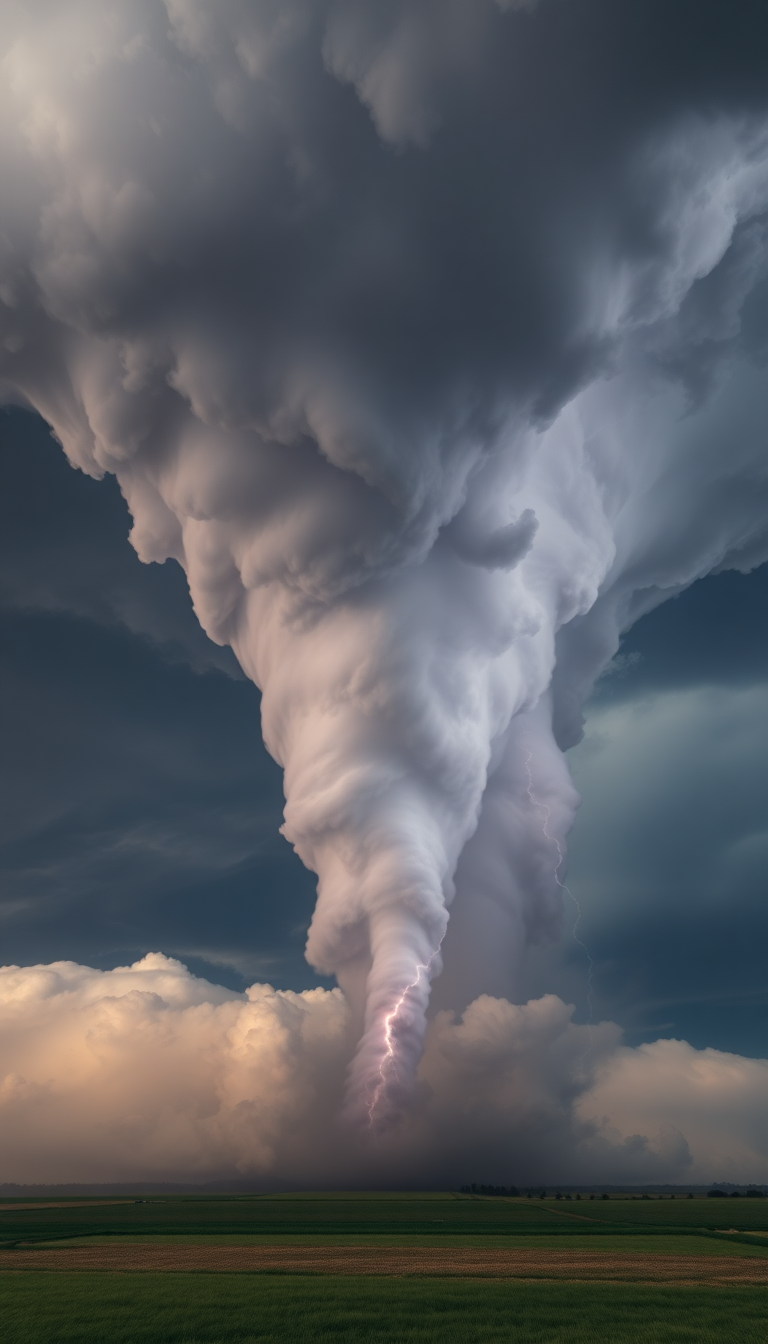 Splendid Thunderstorm Dramatic Tornado Forming Photorealistic Wallpaper