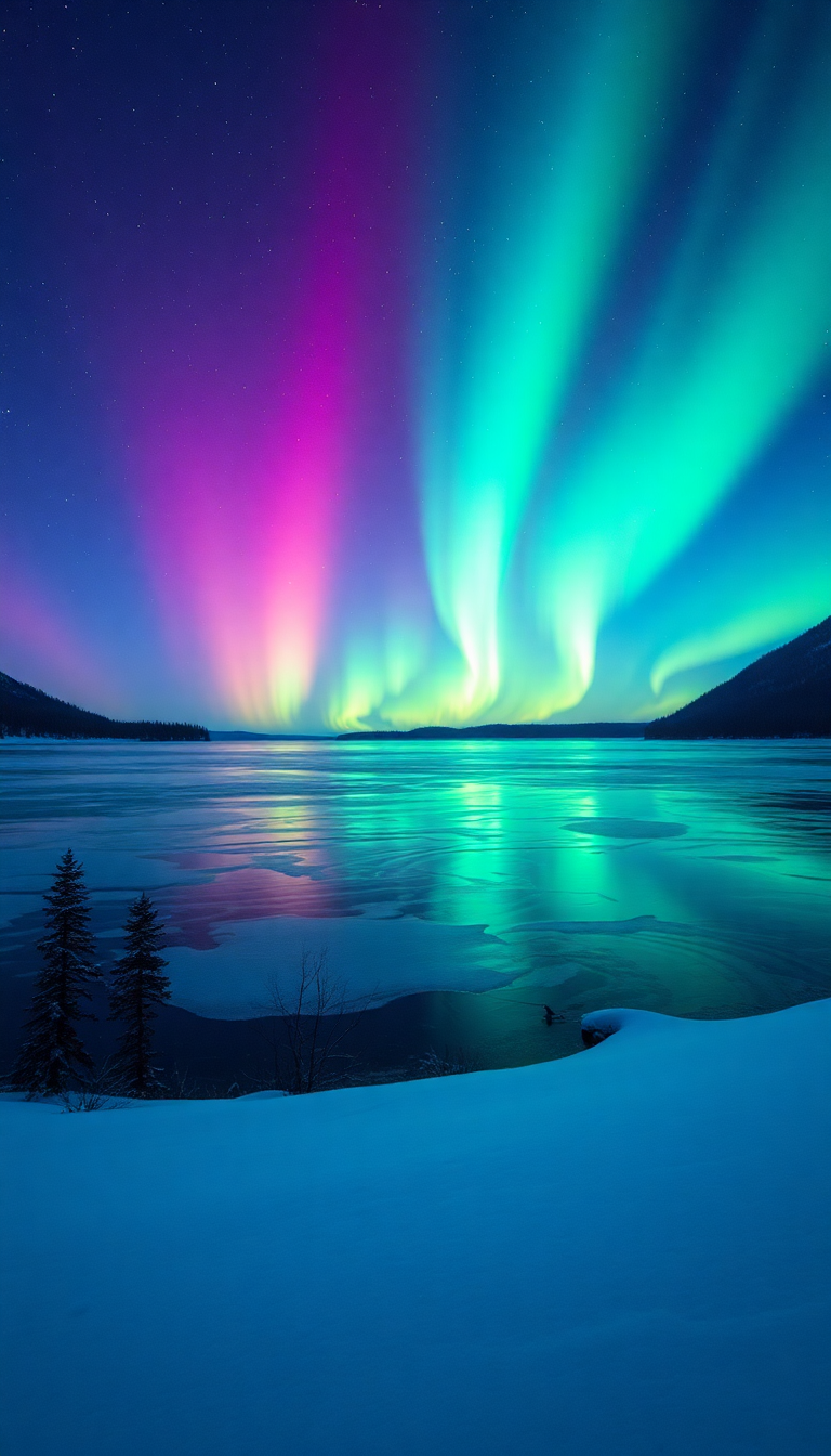 Winter Northern Lights Mesmerizing HD Wallpaper