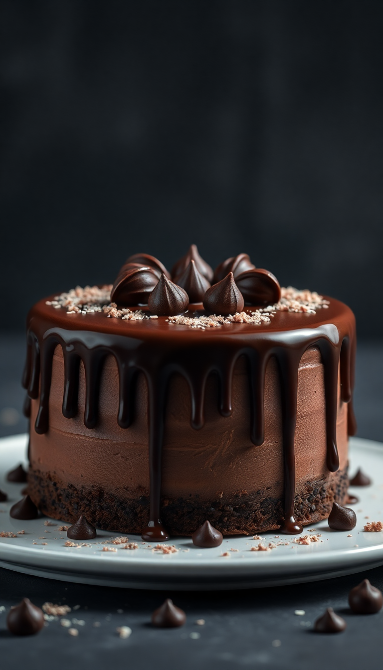Chocolate Drip Cake Decadent Dessert Photorealistic Wallpaper