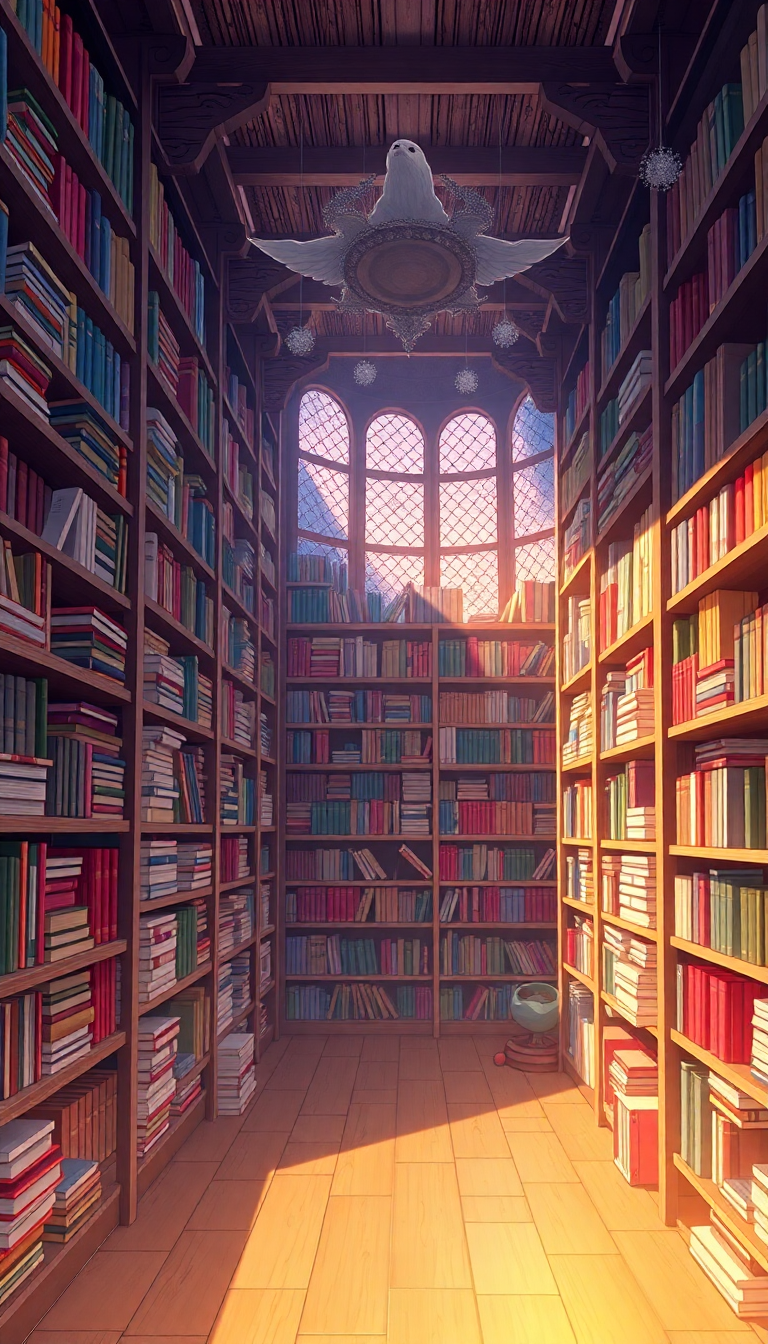 Magical Library Infinite Bookshelves Floating Books Anime Exclusive Wallpaper