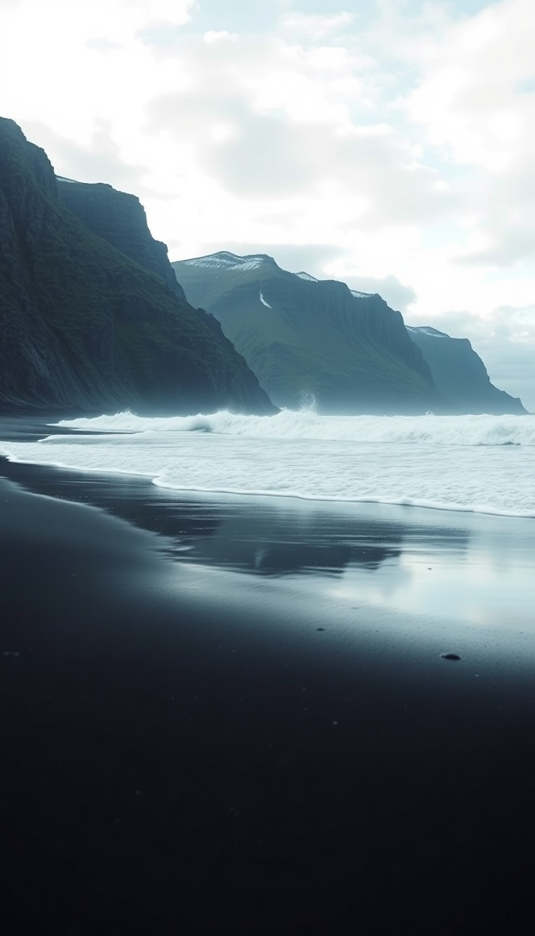 Icelandic Black Sand Magnetic HD Wallpaper