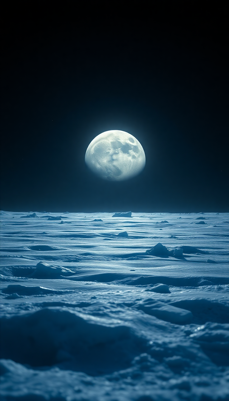Frozen Moon Surface With Jupiter Background Photorealistic Version Wallpaper