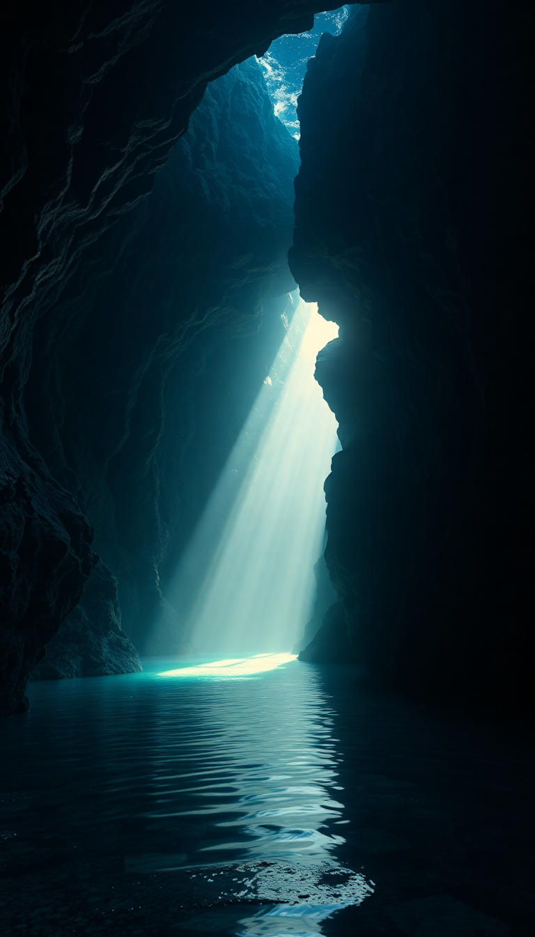 Photorealistic Warm Cave Entrance Light Wallpaper