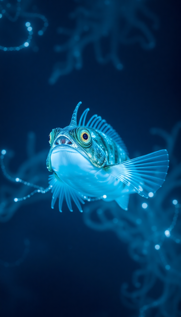 Deep Sea Anglerfish Bioluminescent Abyss Digital art Max Wallpaper