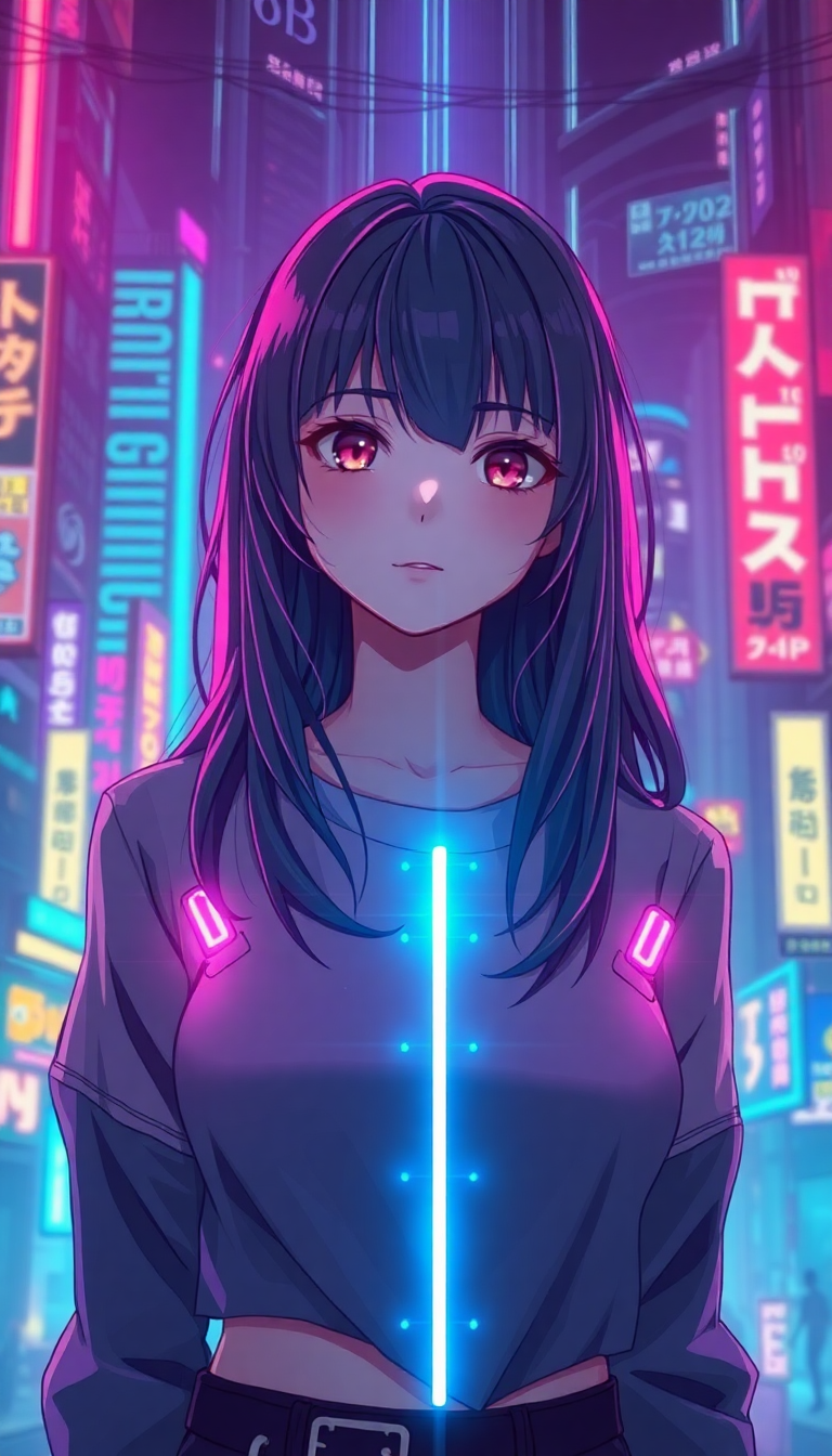 Midnight Cyberpunk Girl City Anime Wallpaper