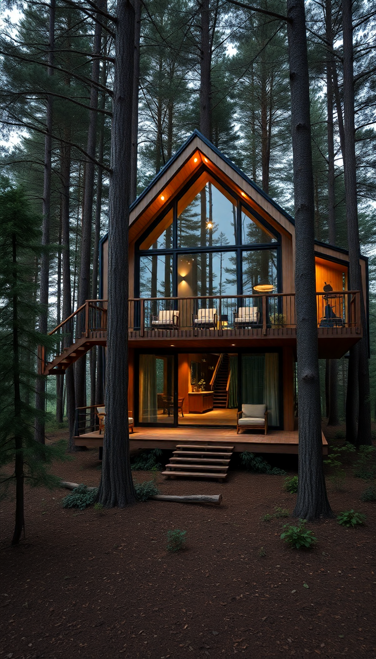 Pristine Treehouse Modern Forest Photorealistic Wallpaper