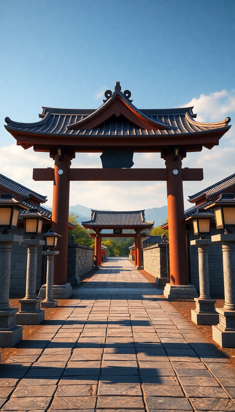 Torii Path Stone Lanterns Aesthetic Premium Wallpaper