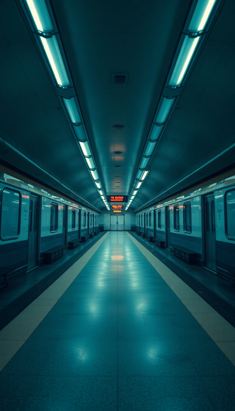 Empty Subway Station 3am Fluorescent Lights Aesthetic Pro Wallpaper