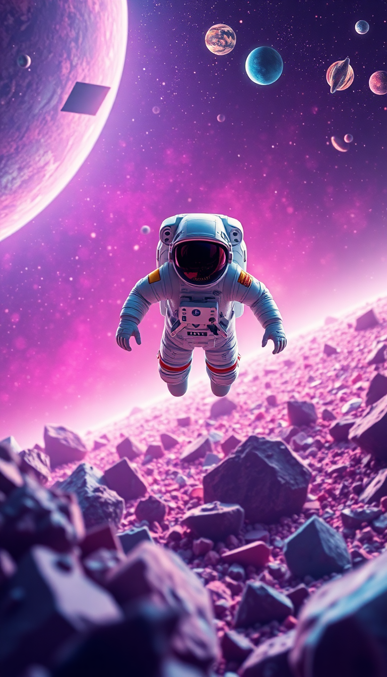 Monochrome Intense Astronaut Floating Through Wallpaper