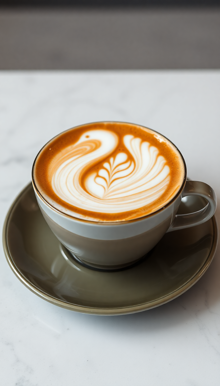 Beautiful Latte Art Swan Milk Photorealistic Wallpaper