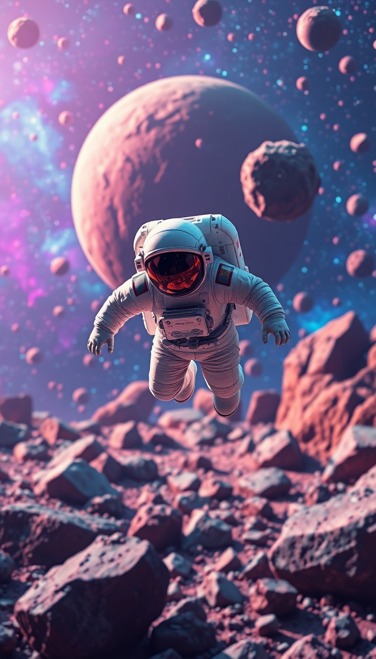 Through Colorful Asteroid Field Space Version Wallpaper