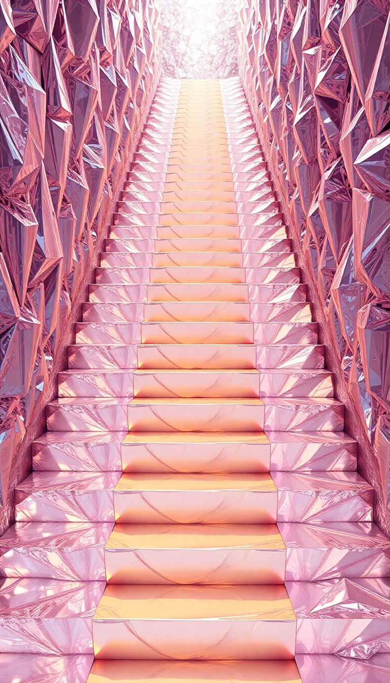 Tranquil Crystal Formation Rainbow Metallic Photorealistic Wallpaper