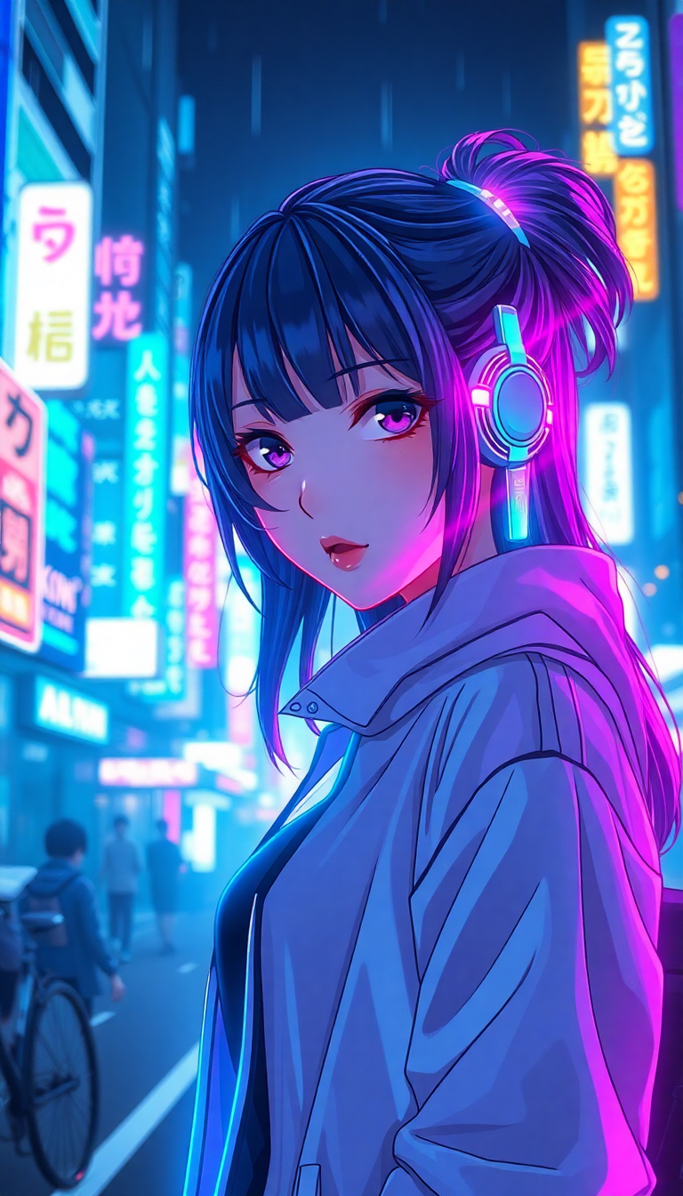 Anime Organic Anime Girl Neon Wallpaper