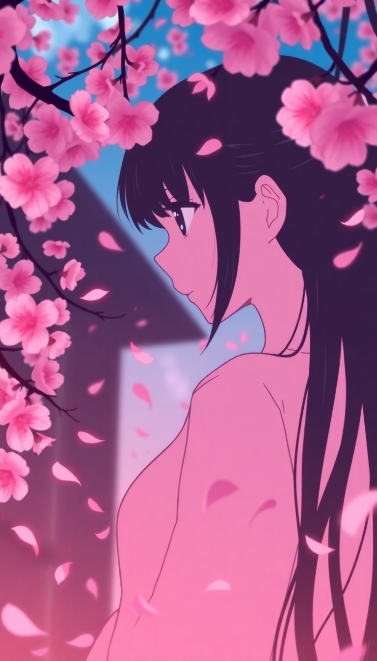 Anime Spectacular Blossom Petals Falling Wallpaper
