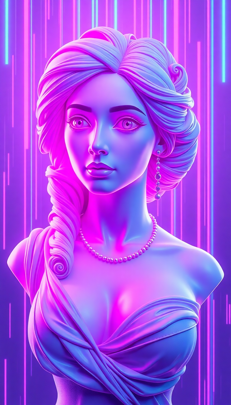 Baroque Vibrant Vaporwave Roman Bust Wallpaper