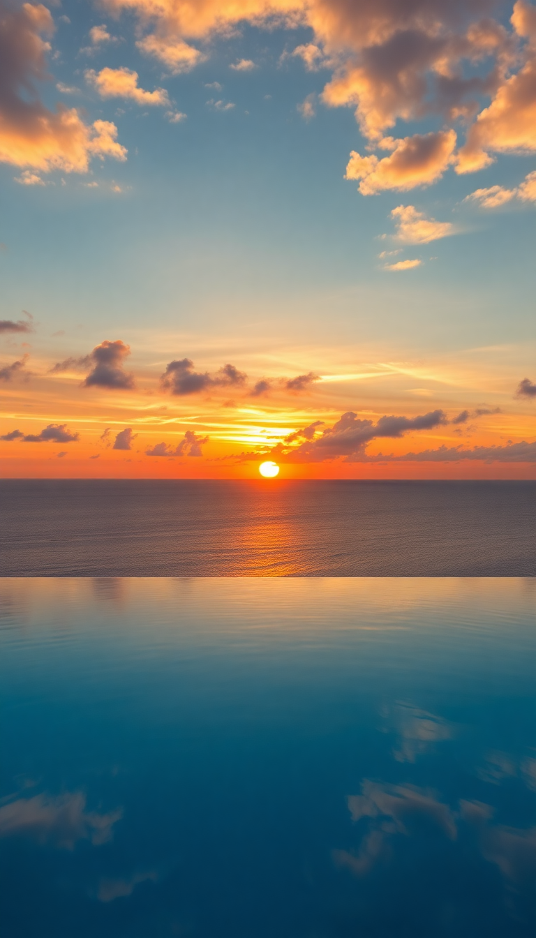 Majestic Ocean Overlooking Edge Pool Photorealistic Wallpaper