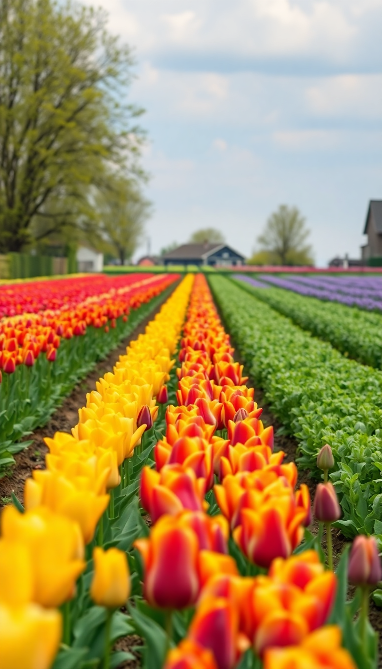 Frozen Rows Colors Dutch Landscape Wallpaper