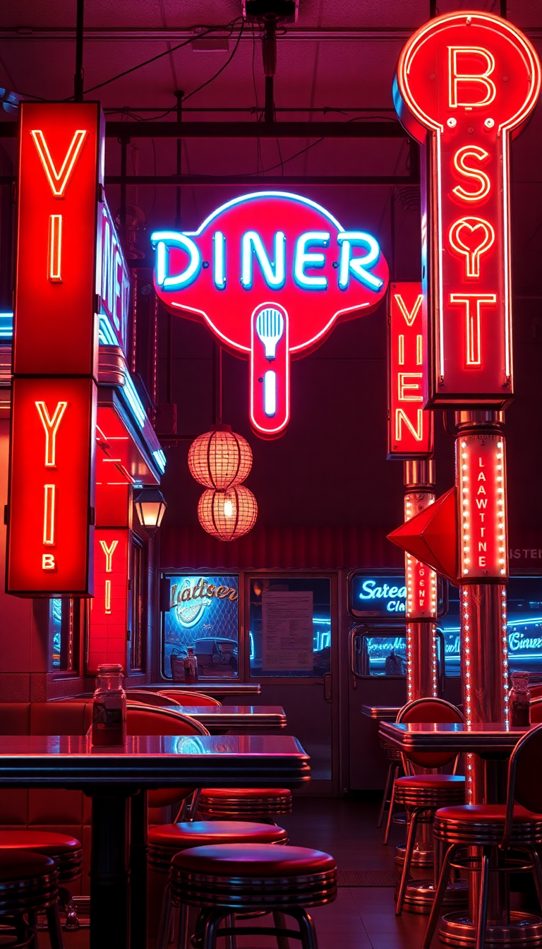 Aesthetic Electric Retro Diner Neon Wallpaper