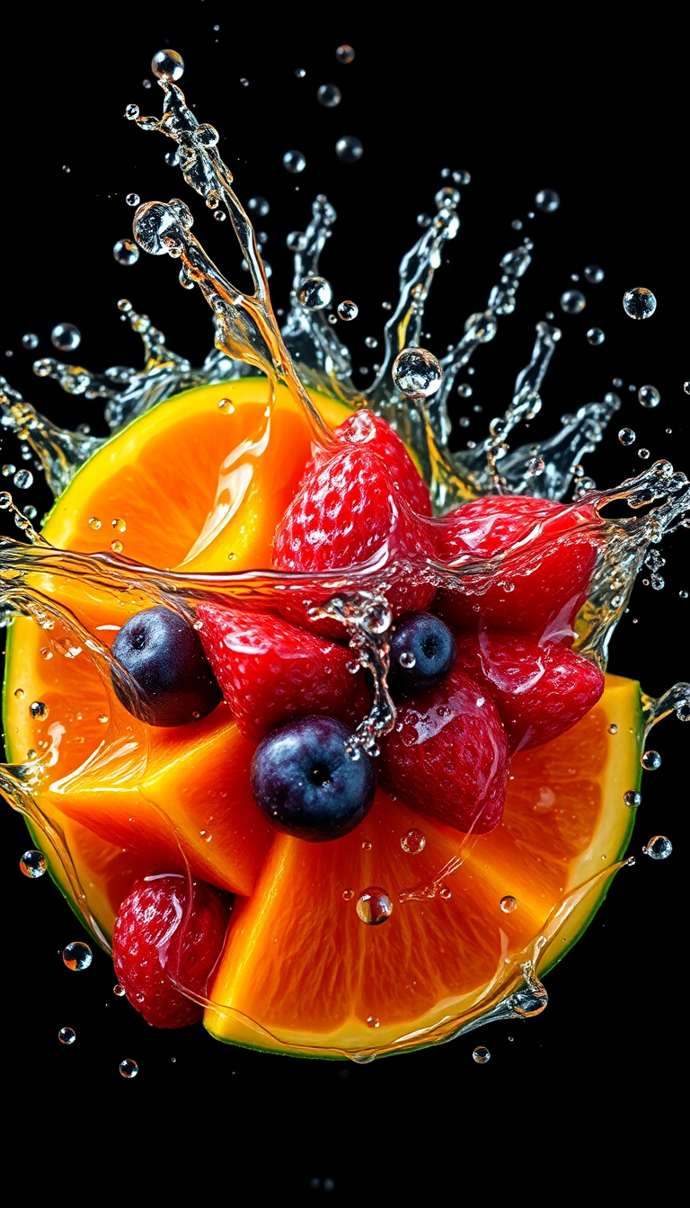 Tropical Fruit Splash Crisp HD Wallpaper