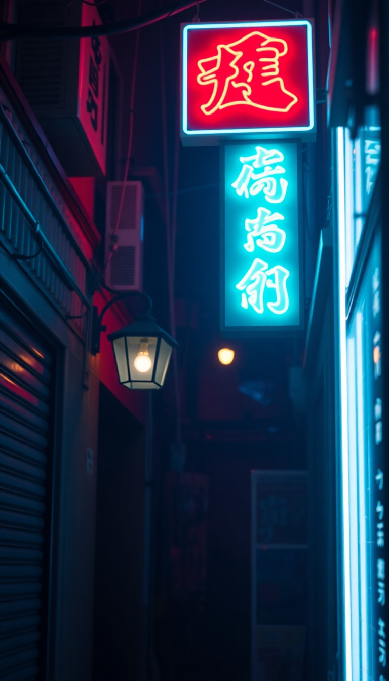 Neon Sign Flickering Dark Alley Aesthetic Wallpaper