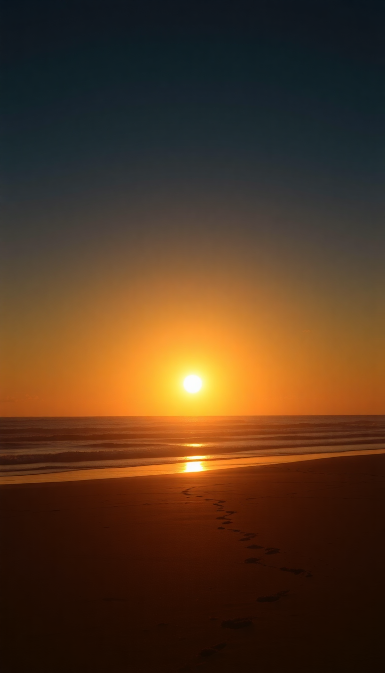 Beach Sunset Golden Hour Silhouette Photorealistic Wallpaper