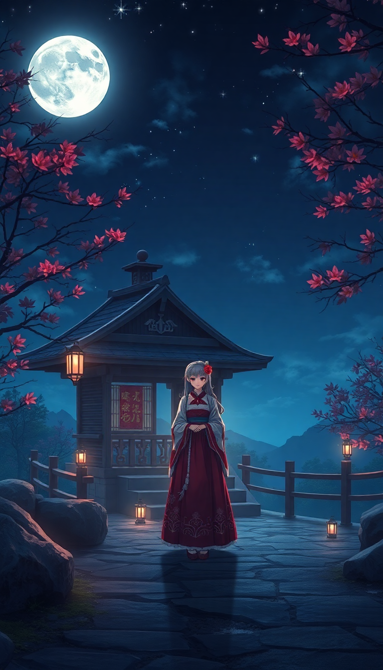 Soft Moonlit Maiden Mystical Anime Wallpaper