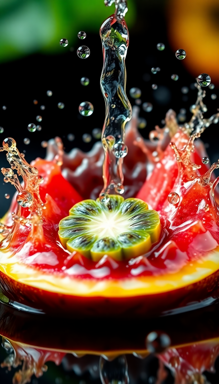 Gentle Dramatic Tropical Fruit Splash Wallpaper