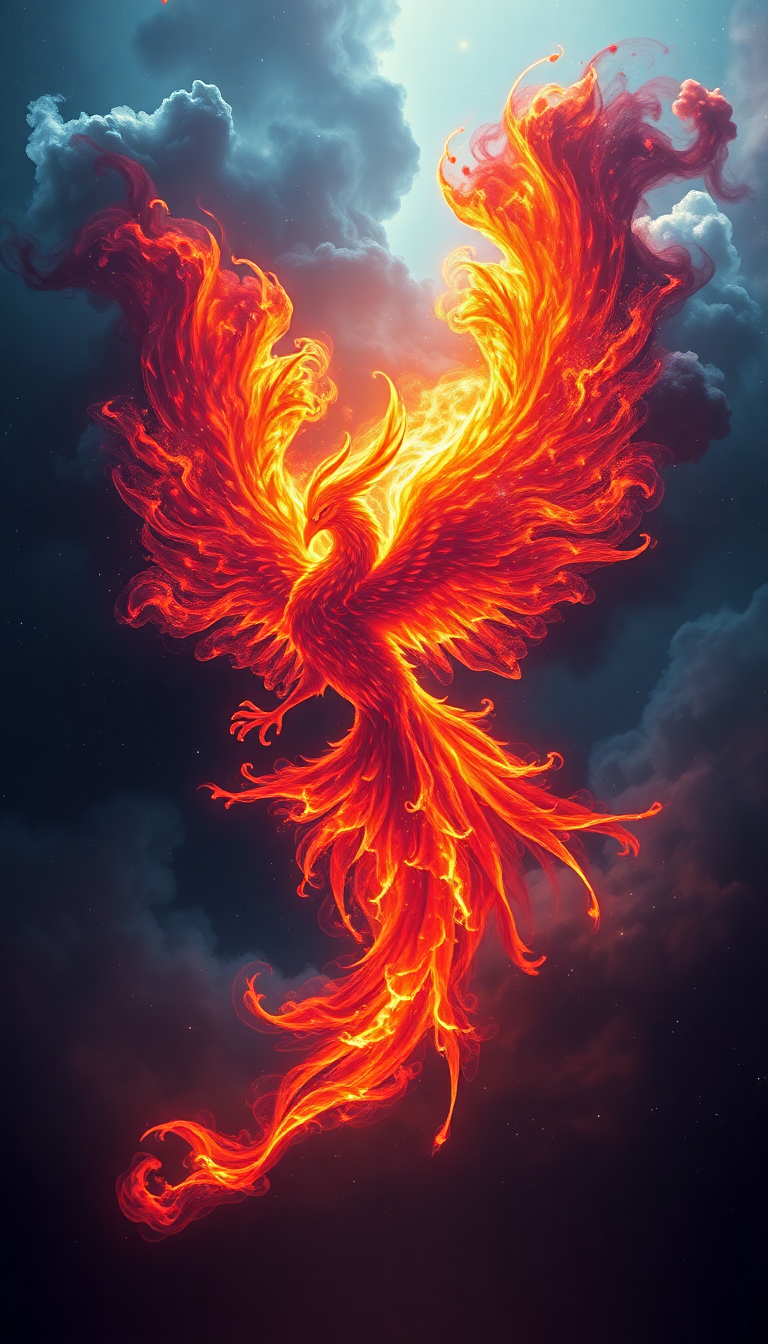 Phoenix Bird Cosmic Fire Space Classic Wallpaper