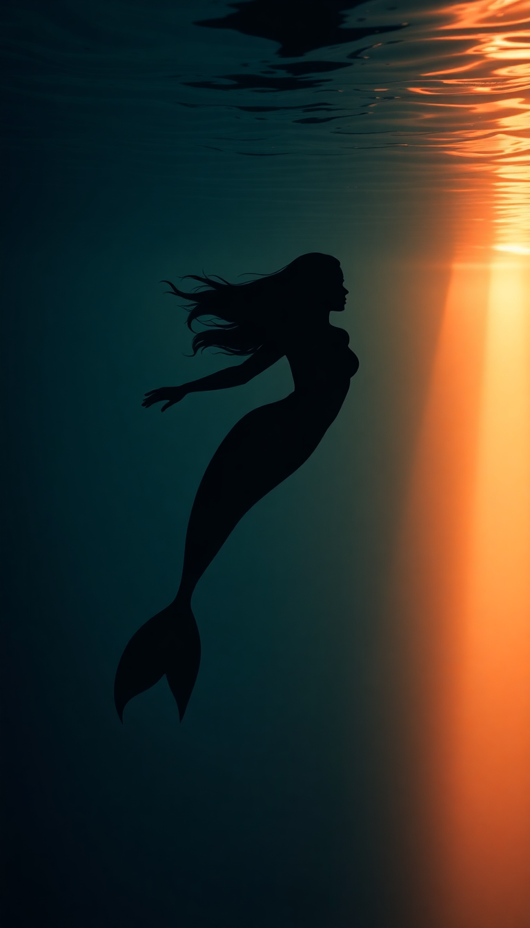 Digital art Charming Silhouette Swimming Toward Wallpaper