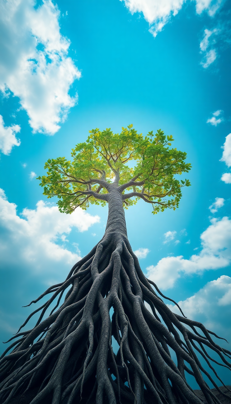 Dazzling Tree Upside Roots Digital art Wallpaper