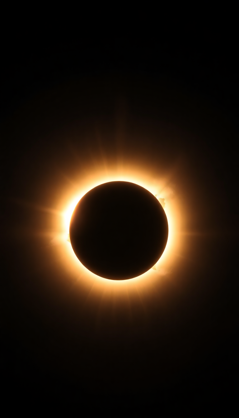 Eclipse Moment Totality Corona Dark Sky Photorealistic Deluxe Wallpaper