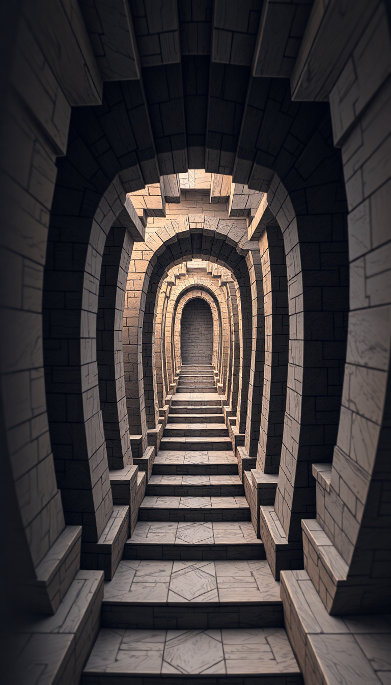 Rustic Geometry Escher Style Infinite Digital art Wallpaper