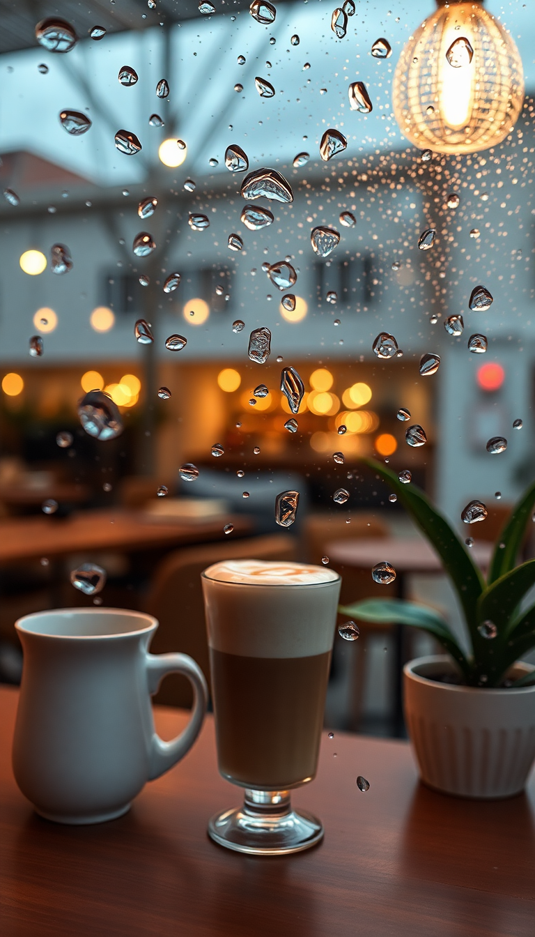 Crystal Outside Rain Window Shop Aesthetic Wallpaper