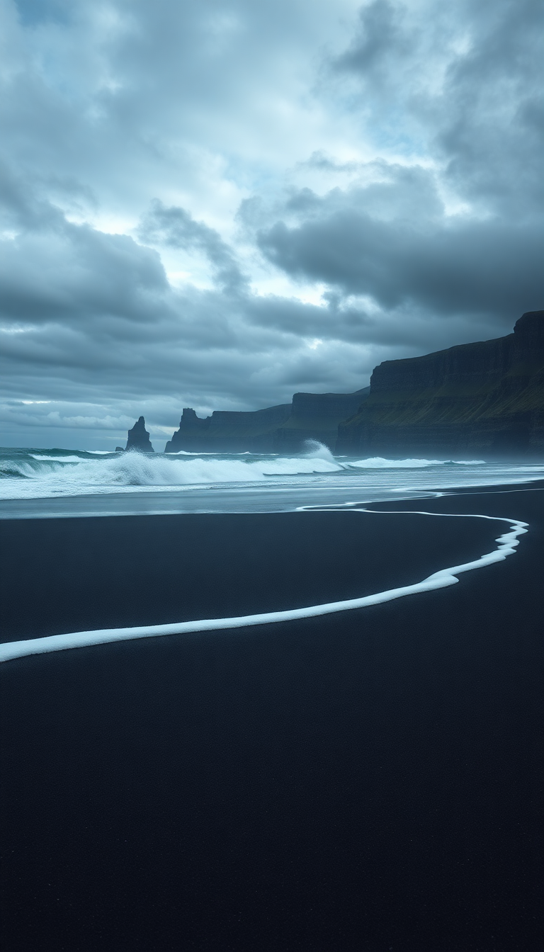Tropical Icelandic Sand Waves Dramatic Photorealistic Wallpaper