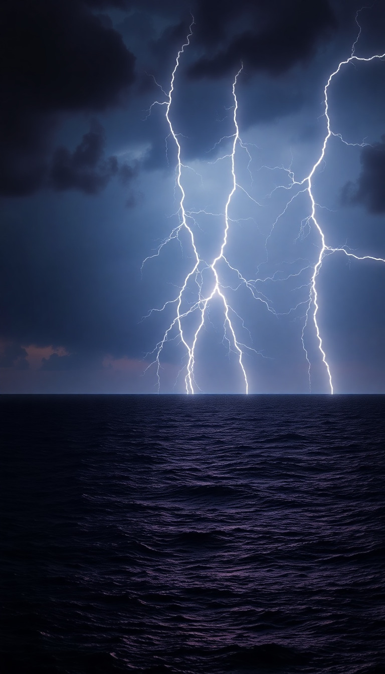 Holographic Alpine Lightning Storm Over Wallpaper