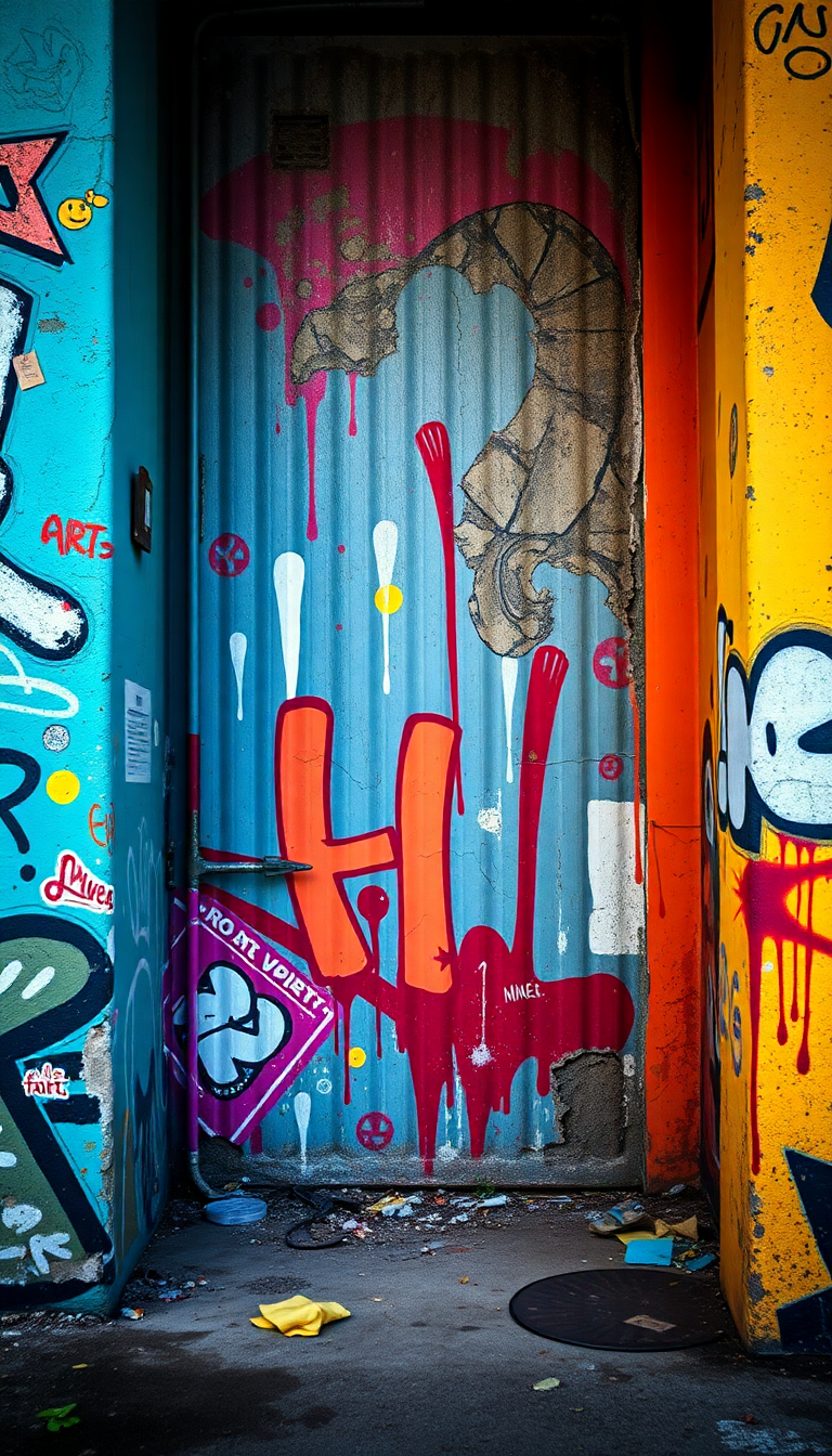 Charming Street Mural Wall Decay Photorealistic Wallpaper