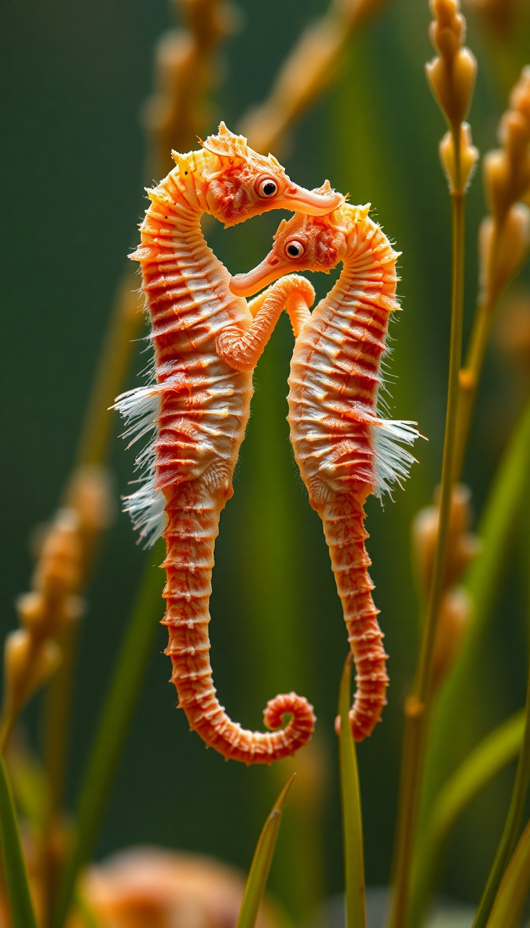 Seahorse Couple Dancing Seagrass Magical Aesthetic Remaster Wallpaper